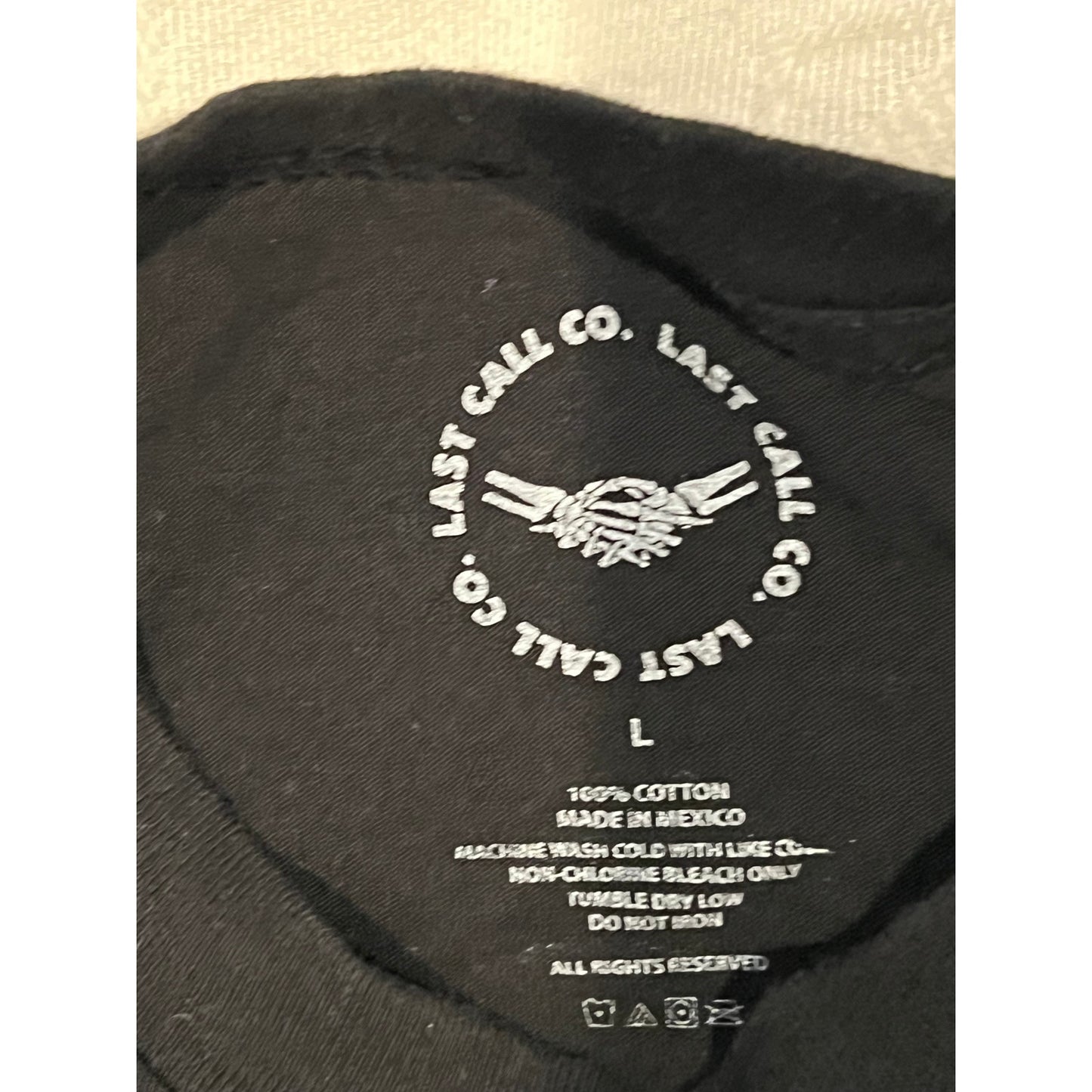 Last Call Co Por Vida Black T-Shirt Mens Large