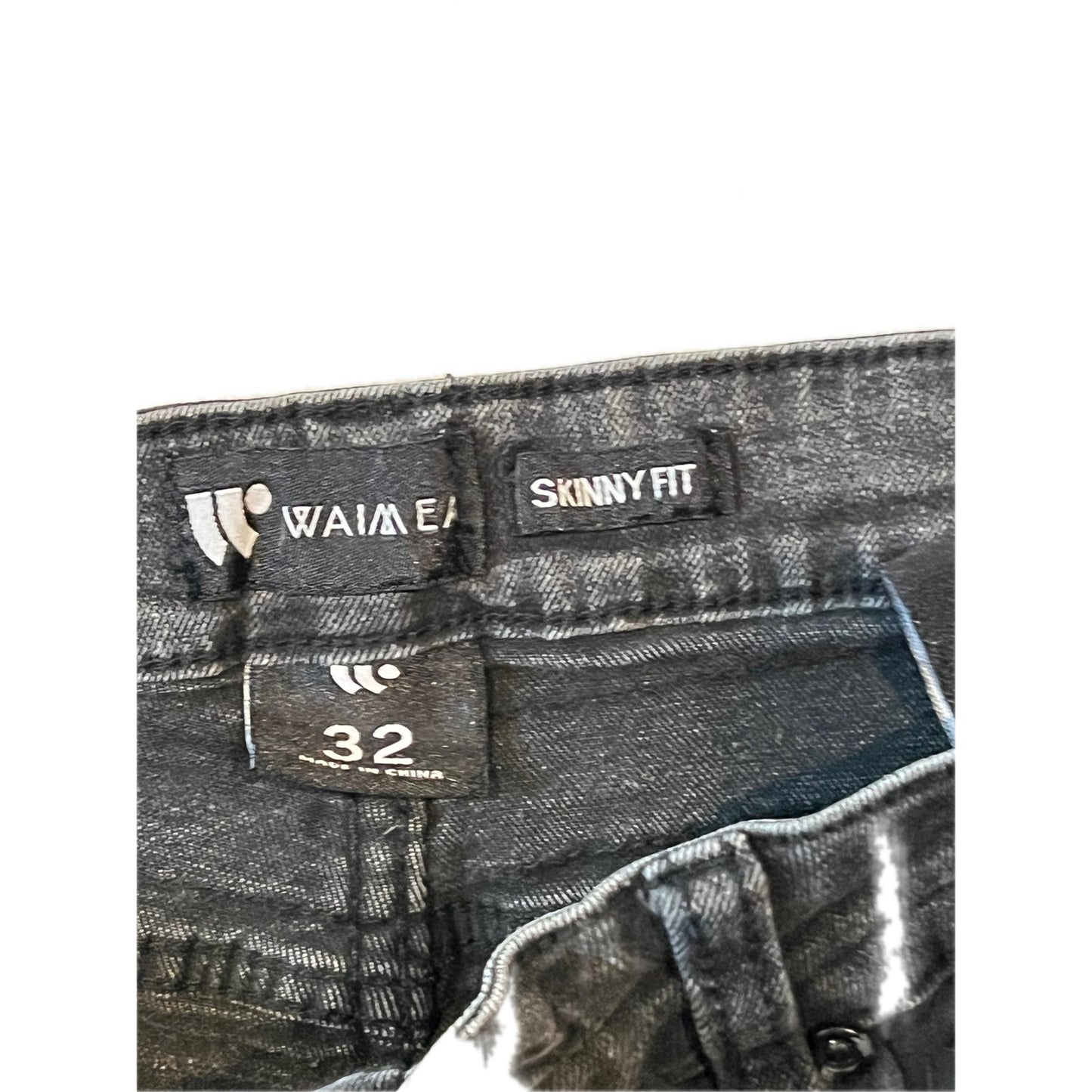 Waimea Skinny Fit Streetwear Black Jeans Mens 32x32