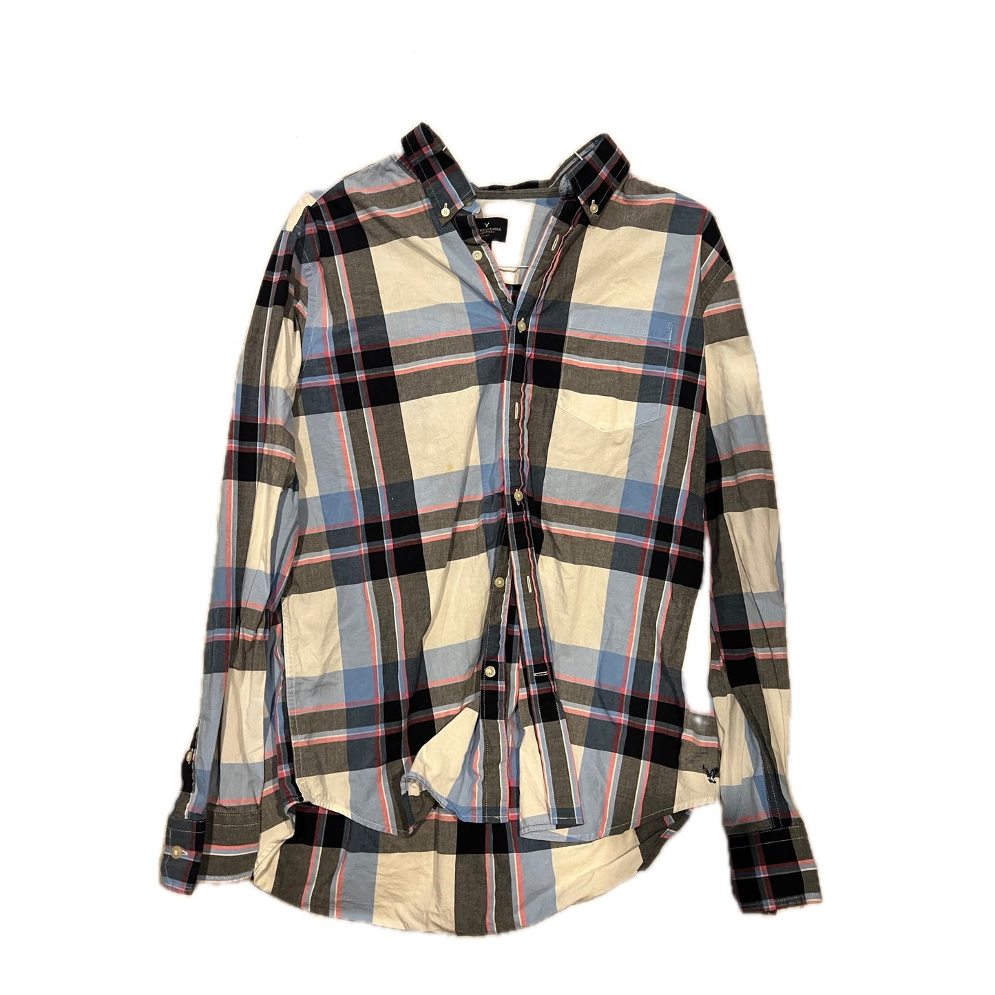 American Eagle Checked Long Sleeve T-Shirt Mens XL