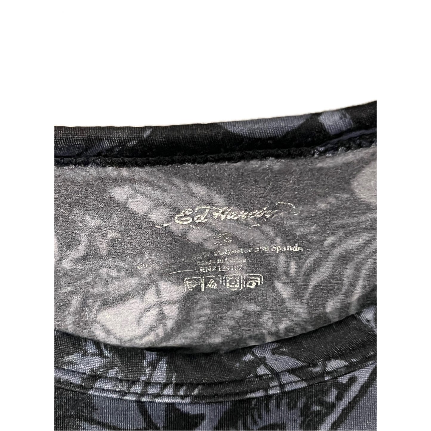 Ed Hardy Gray Print LOVE Long Sleeve Skater Shirt Mens S