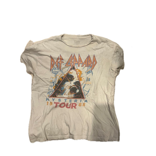 Def Leppard Hysteria 1988 Tour White Mens T-Shirt Large
