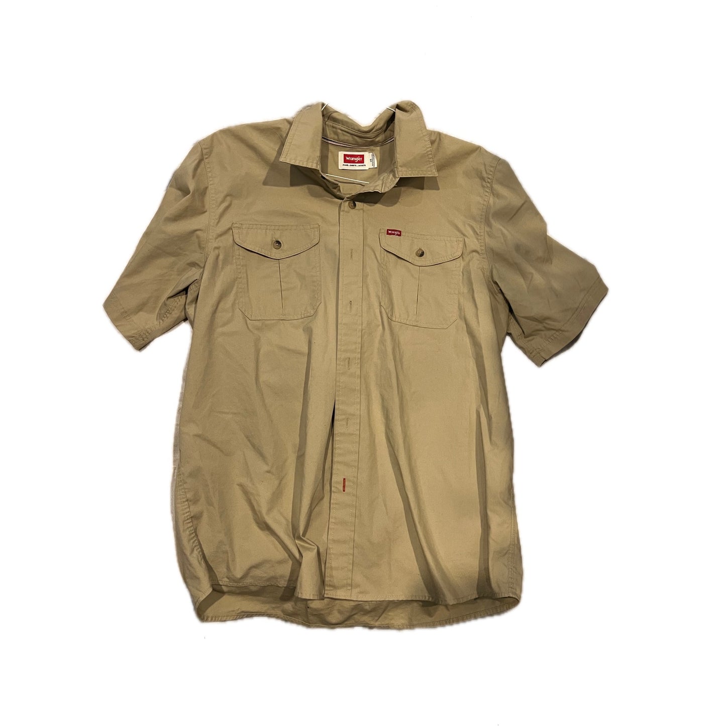 Wrangler Tan Button Down Short Sleeve Shirt Mens Large