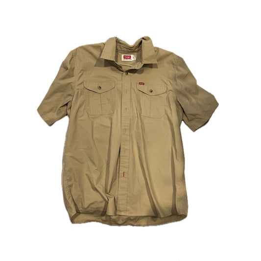 Wrangler Tan Button Down Short Sleeve Shirt Mens Large