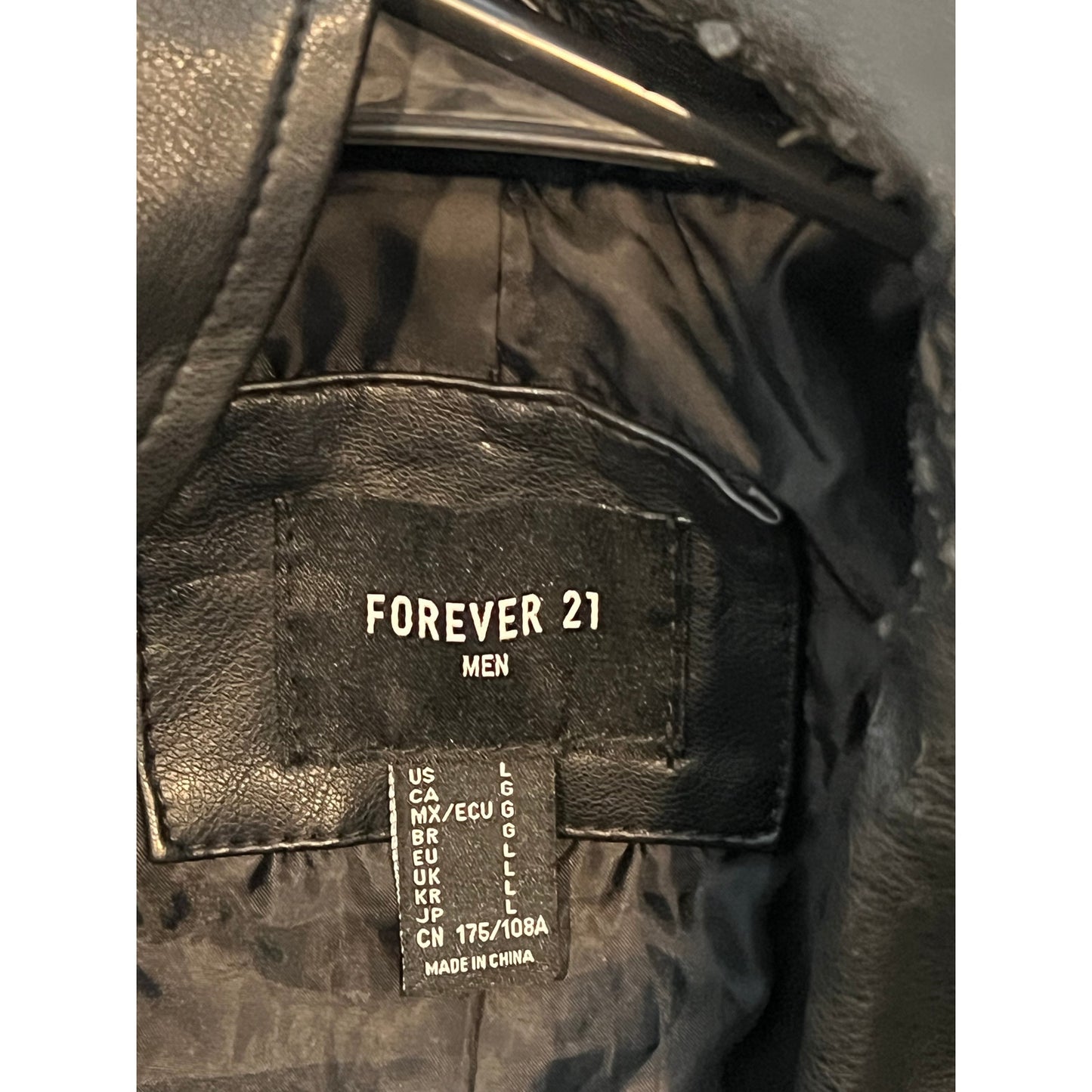 Forever 21 for Men Blouson Moto en Cuir Noir Homme Taille L