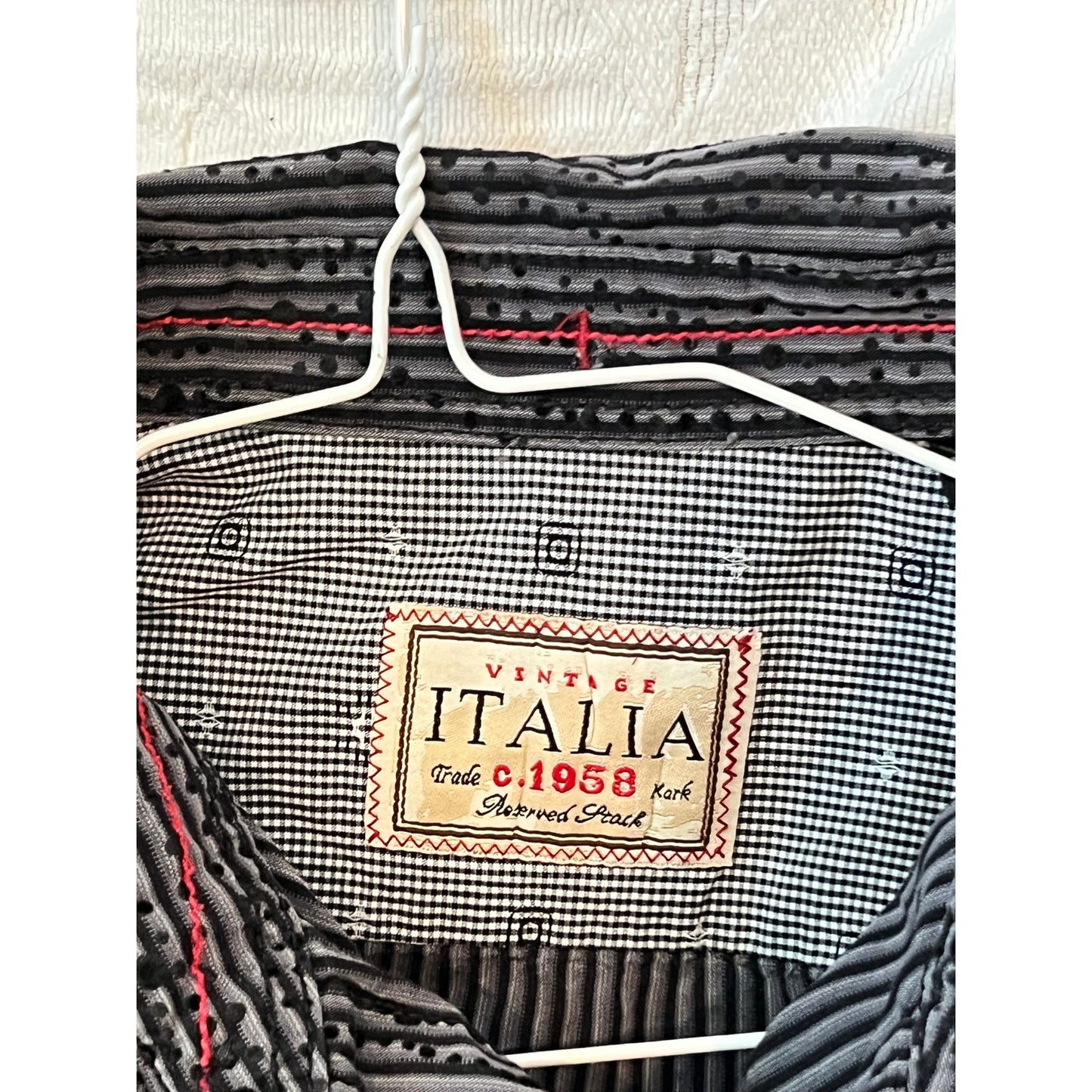 Camisa de vestir abotonada a rayas Vintage Italia 1958 para hombre Talla XL