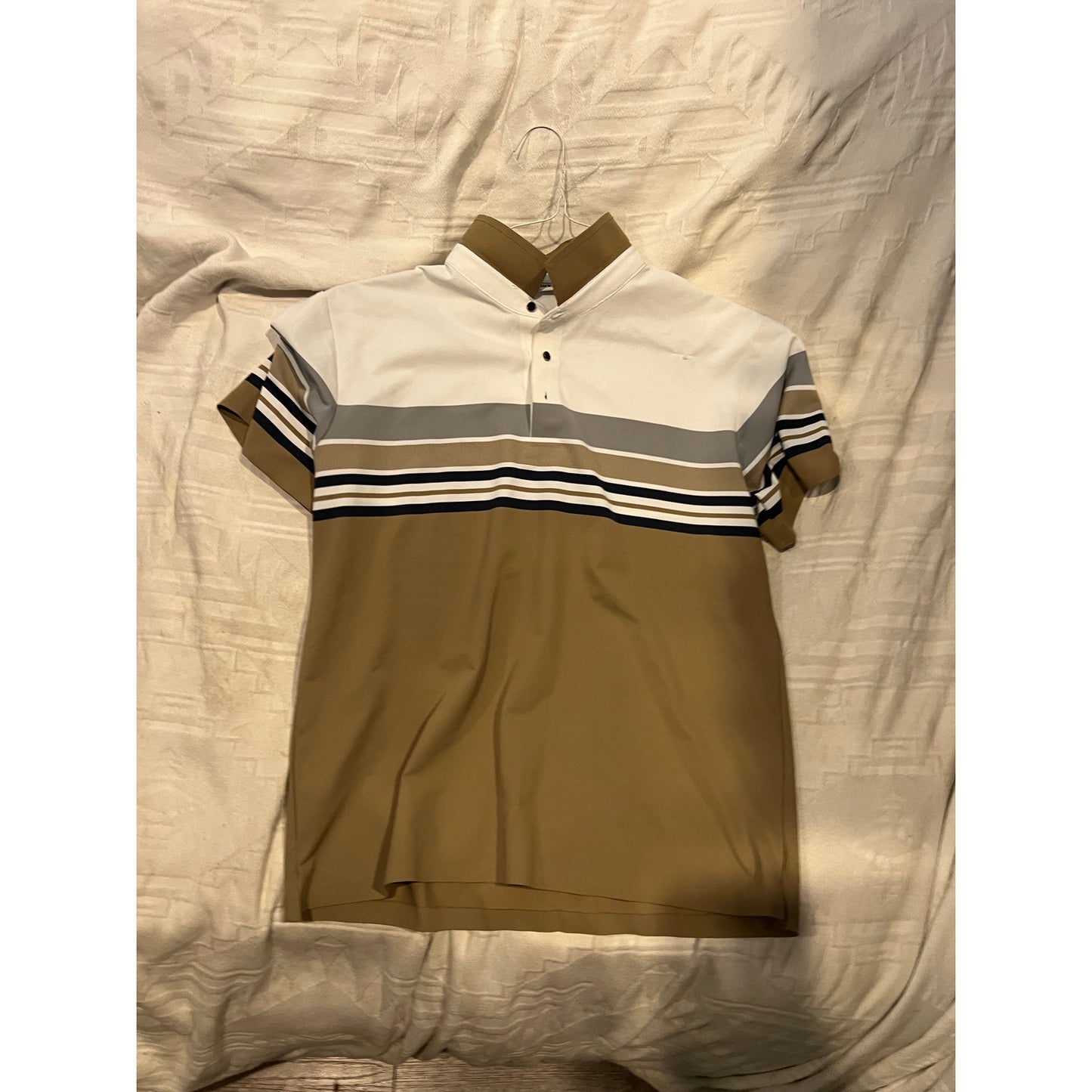 Jack and Mark Brown White Polo Golf Shirt Mens Medium