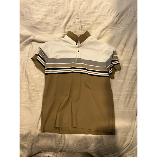 Jack and Mark Brown White Polo Golf Shirt Mens Medium