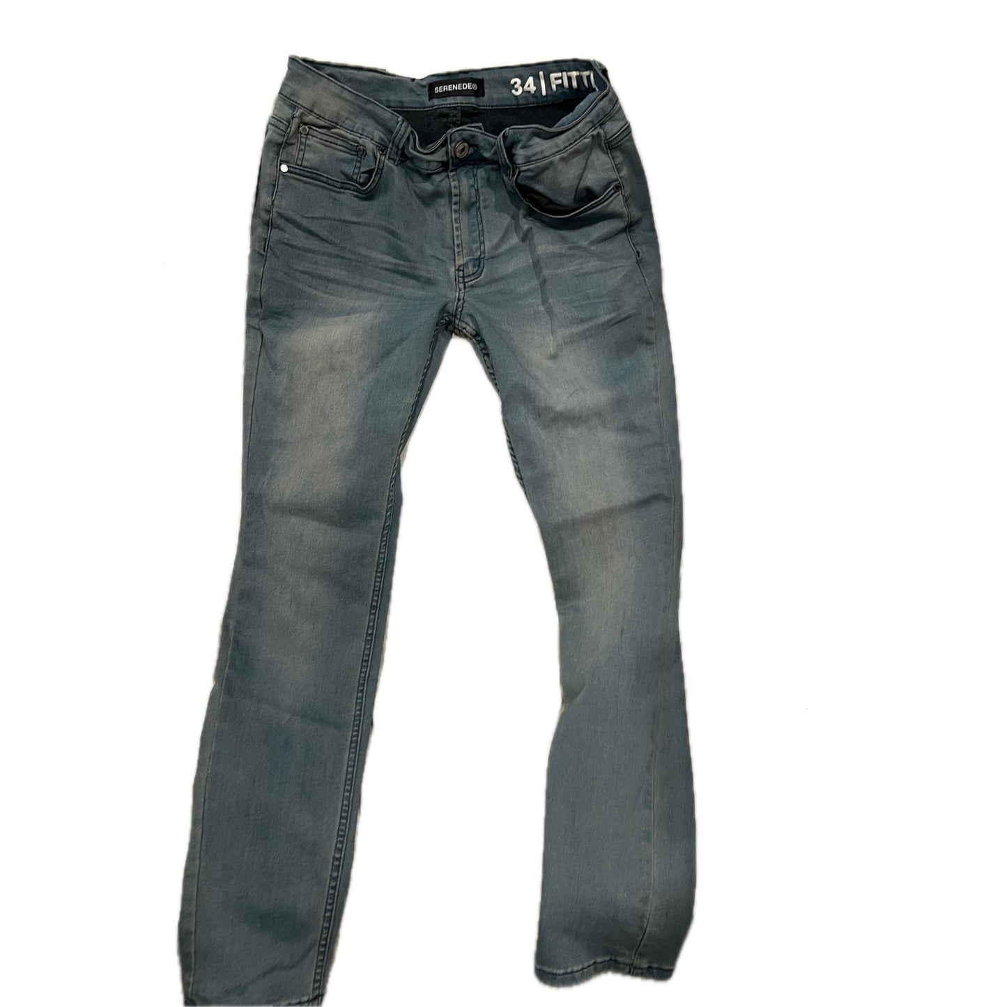 Serenede Blue Vaqueros pitillo rectos ajustados para hombre 30x30