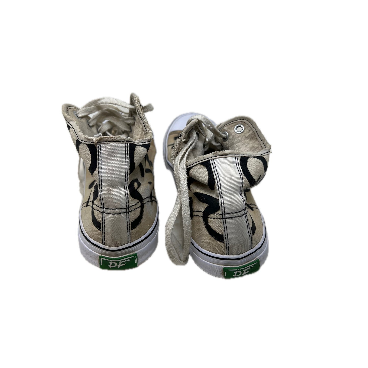 PF Flyers White Graffiti High Top Canvas Sneakers Mens 7.5