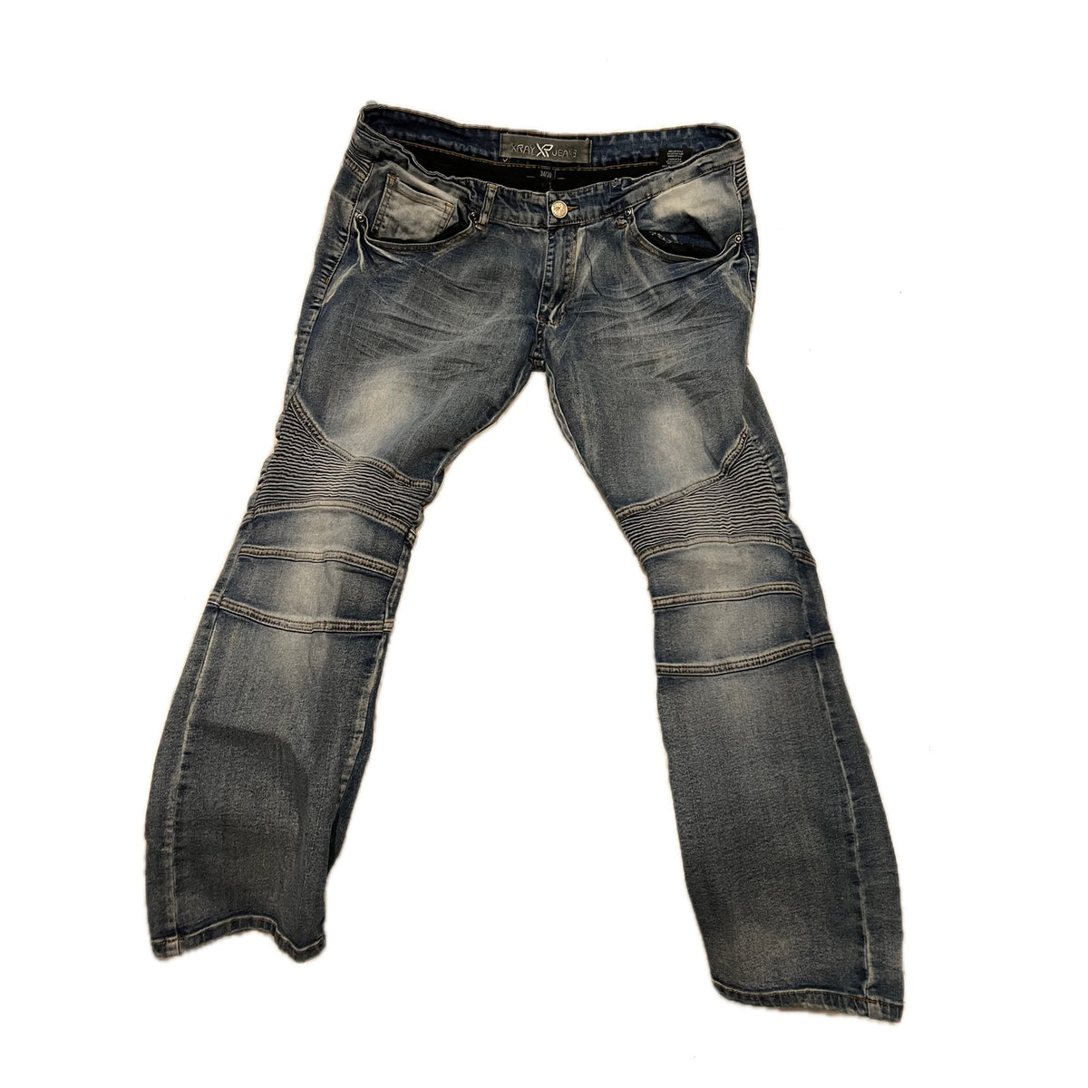 Xray Ribbed Distressed Tapered Blue Jeans 34x30