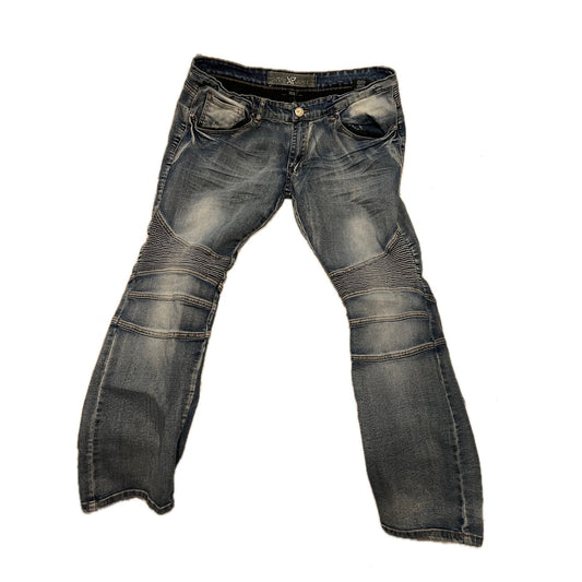 Xray Ribbed Distressed Tapered Blue Jeans 34x30