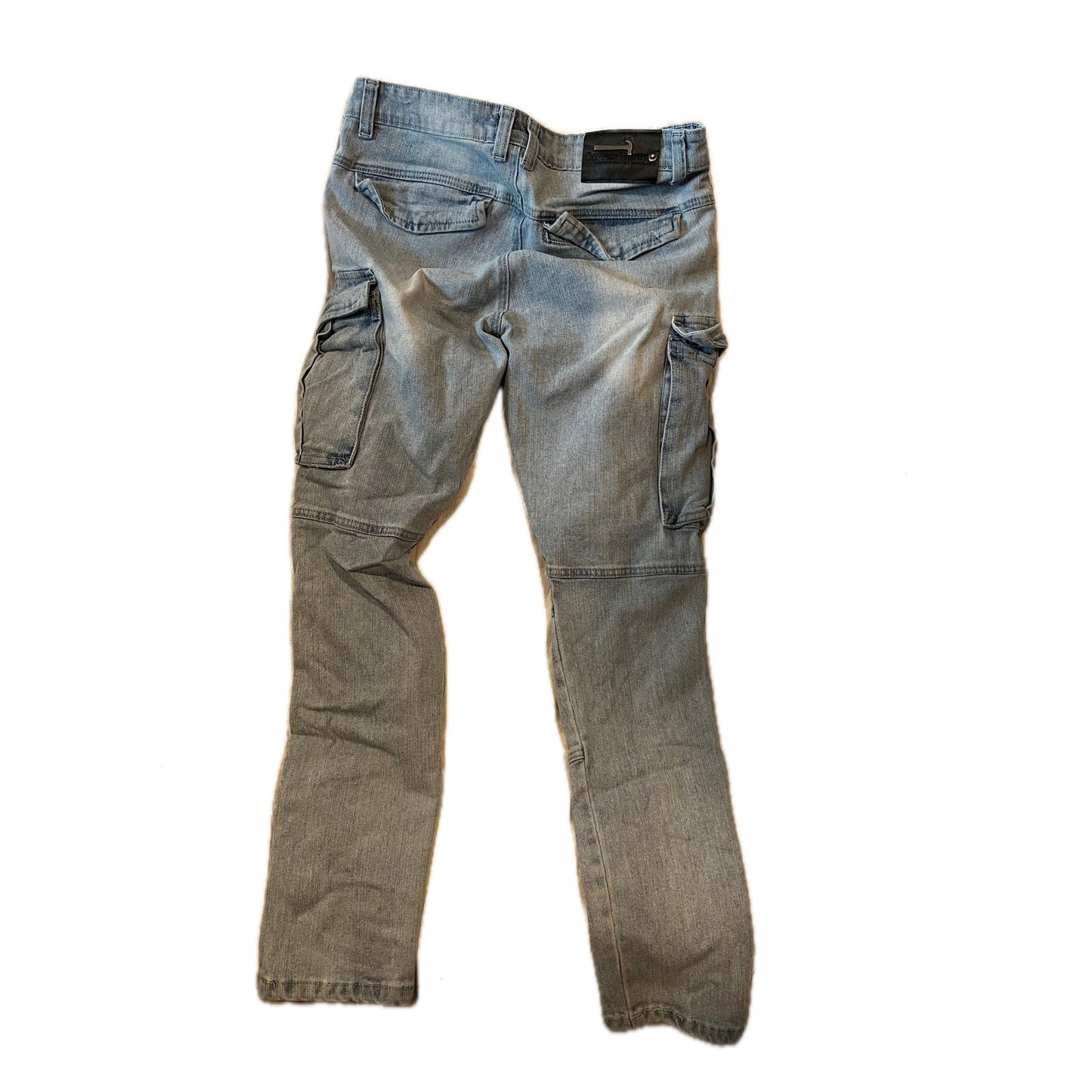 Copper Rivet Cargo Pocket Distressed Jeans Mens 32x30