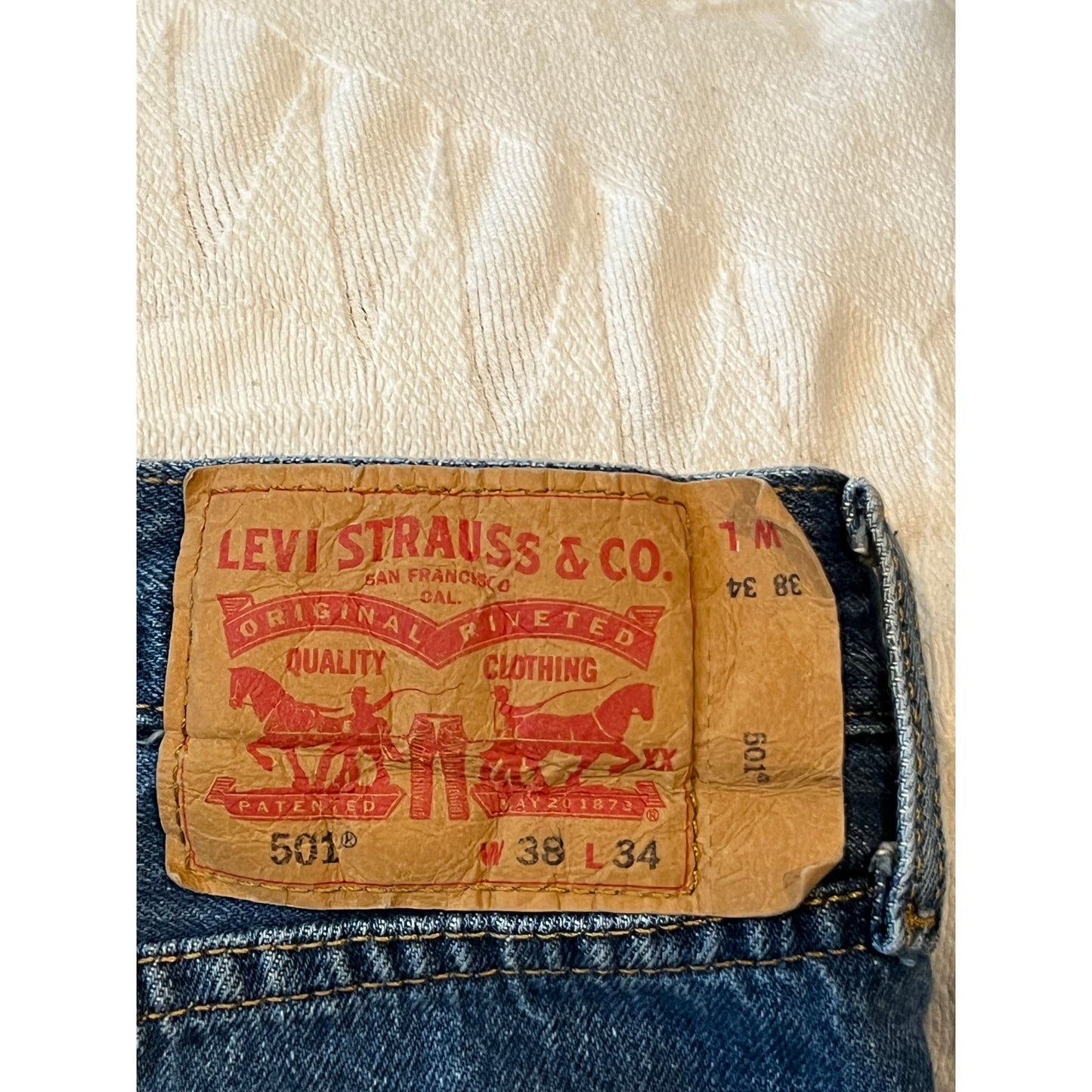 Levi's 501 Classic Straight Leg Jeans Light Blue Mens 38x34
