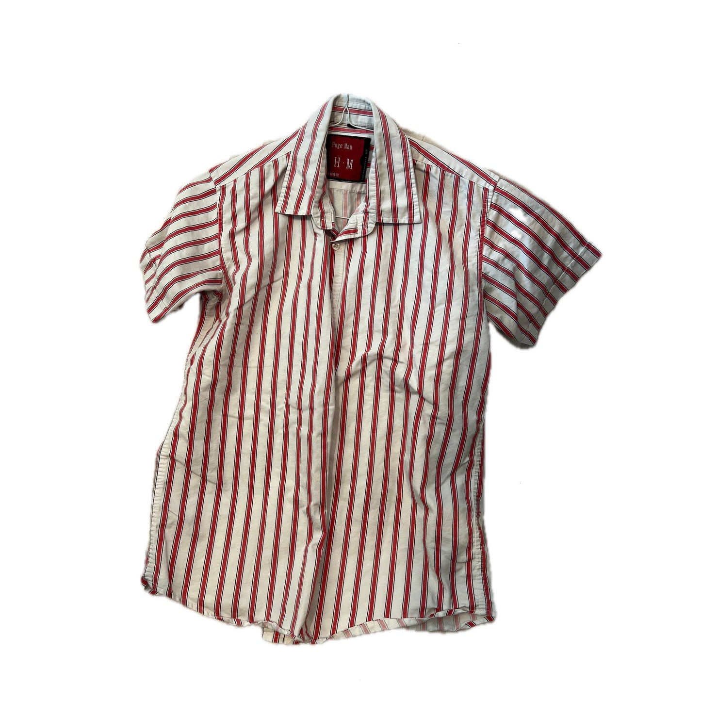 Chemise homme rayée rose et blanc à manches courtes, grande taille