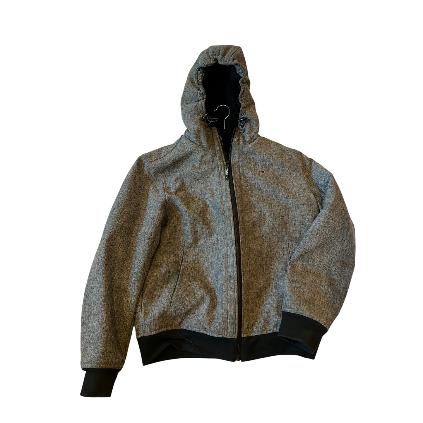 Chaqueta con capucha Tommy Hilfiger gris resistente al agua para hombre, talla M