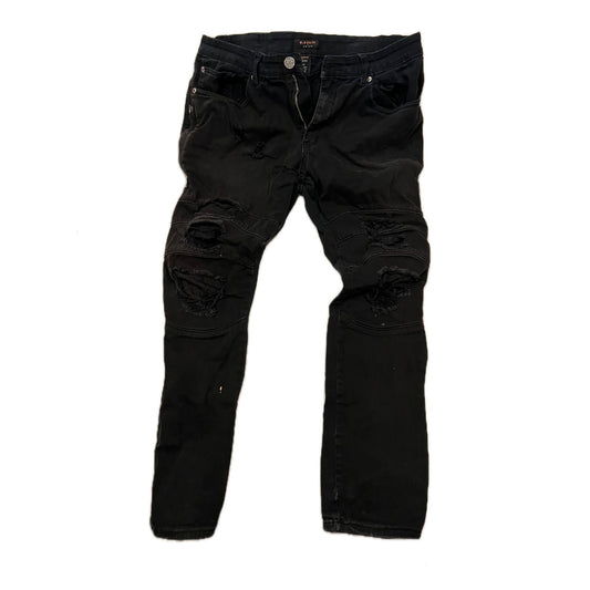 M Society Distressed Black Slim Fit Jeans Hombre 36x32