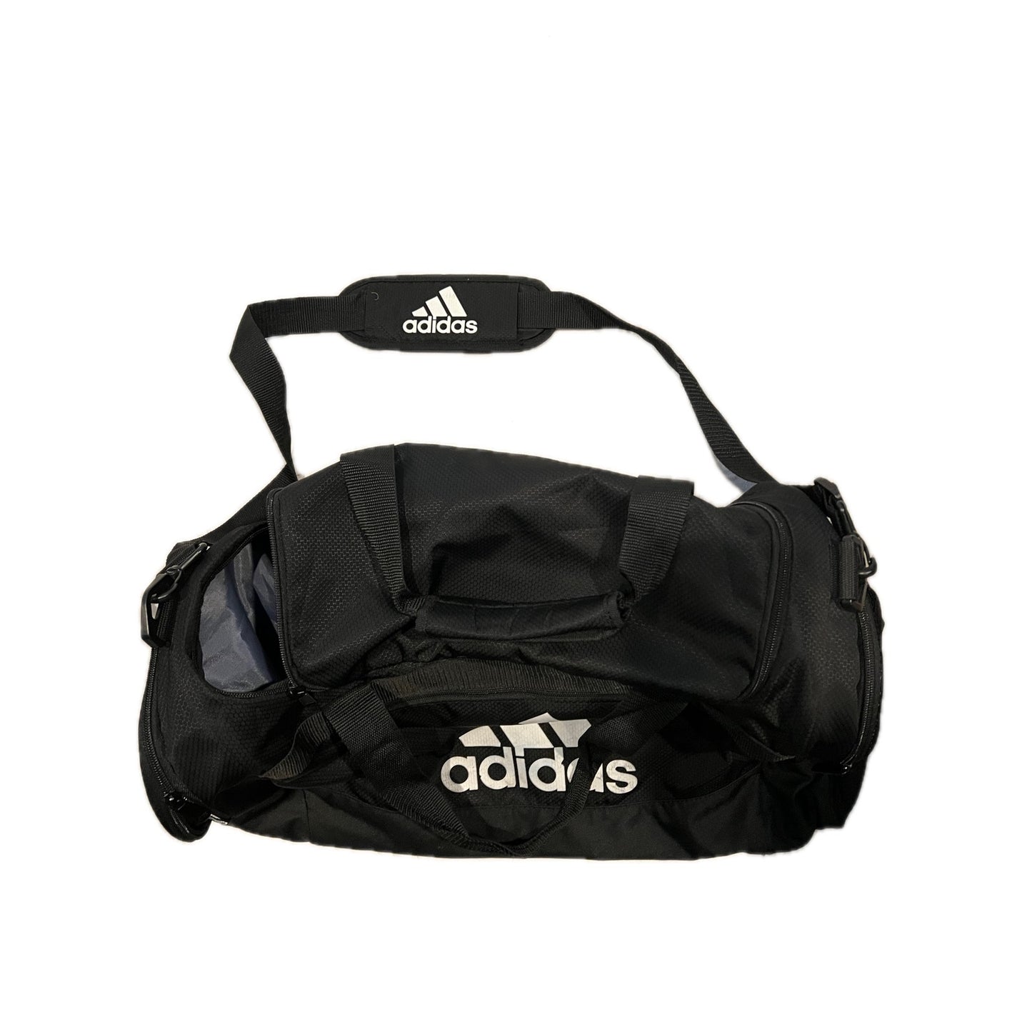 Adidas Defender Medium 20"x12"x10" White Black Duffel Bag