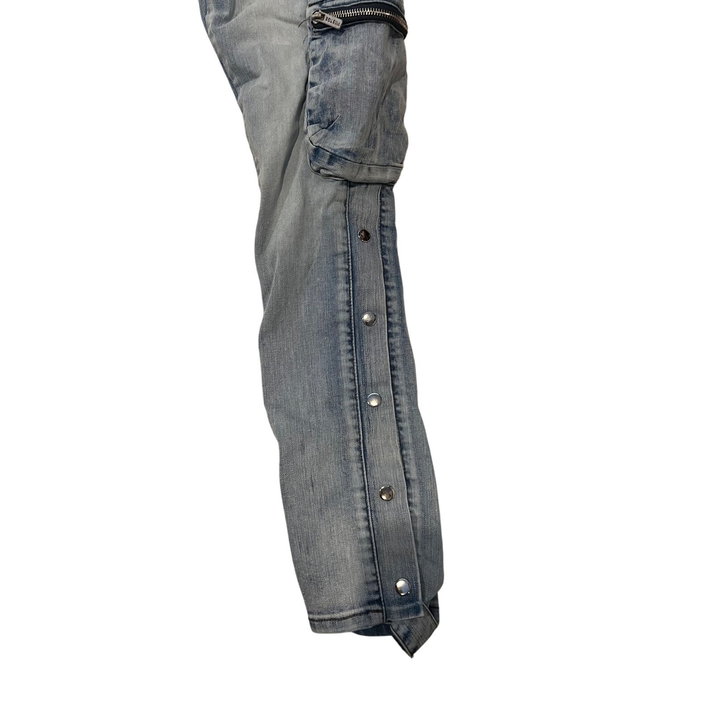 PRSTGE Snap Cargo Streetwear Jeans in Icey Blue Mens 34x30