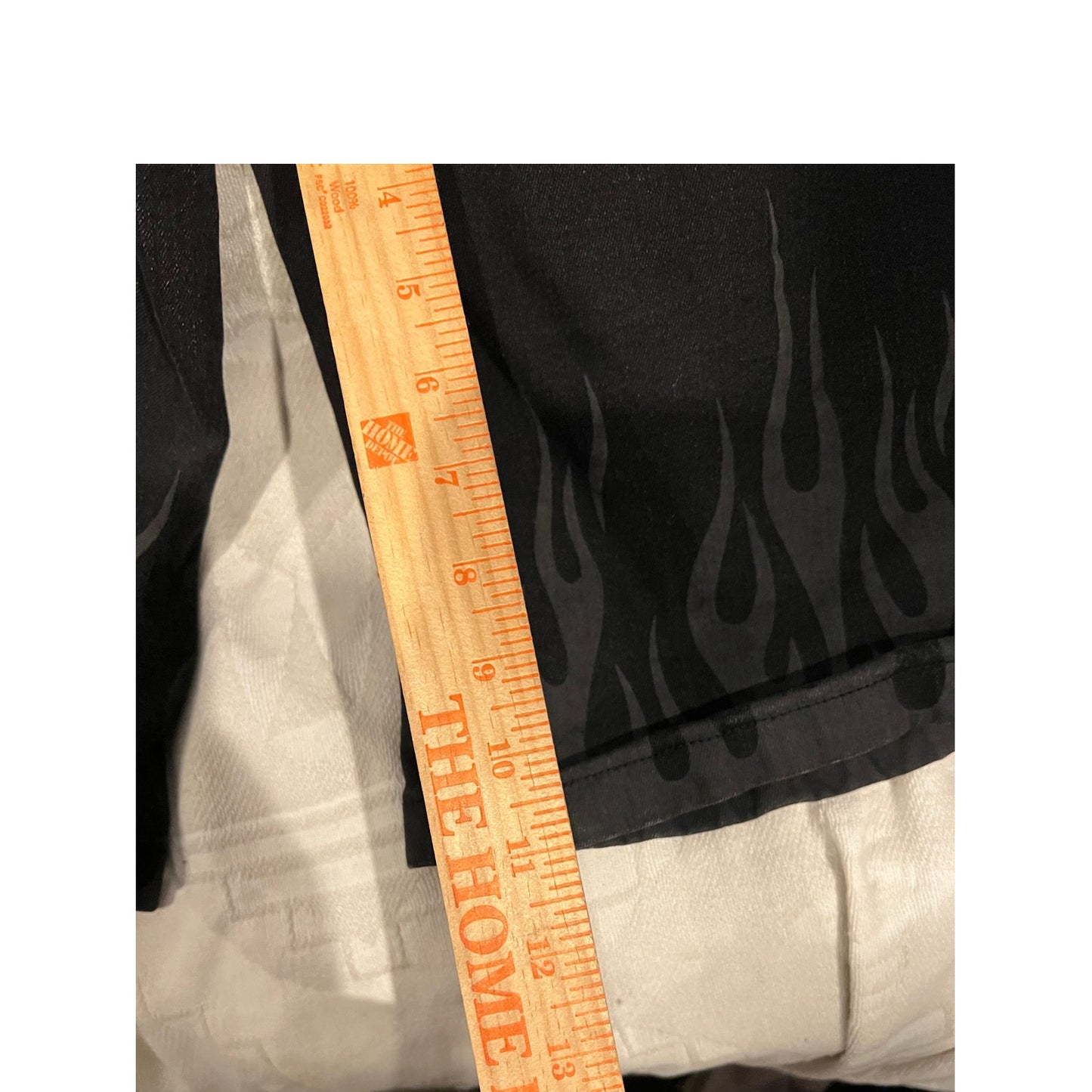 Hot Topic Black w Flames Denim Jean Shorts W: 36 L:12