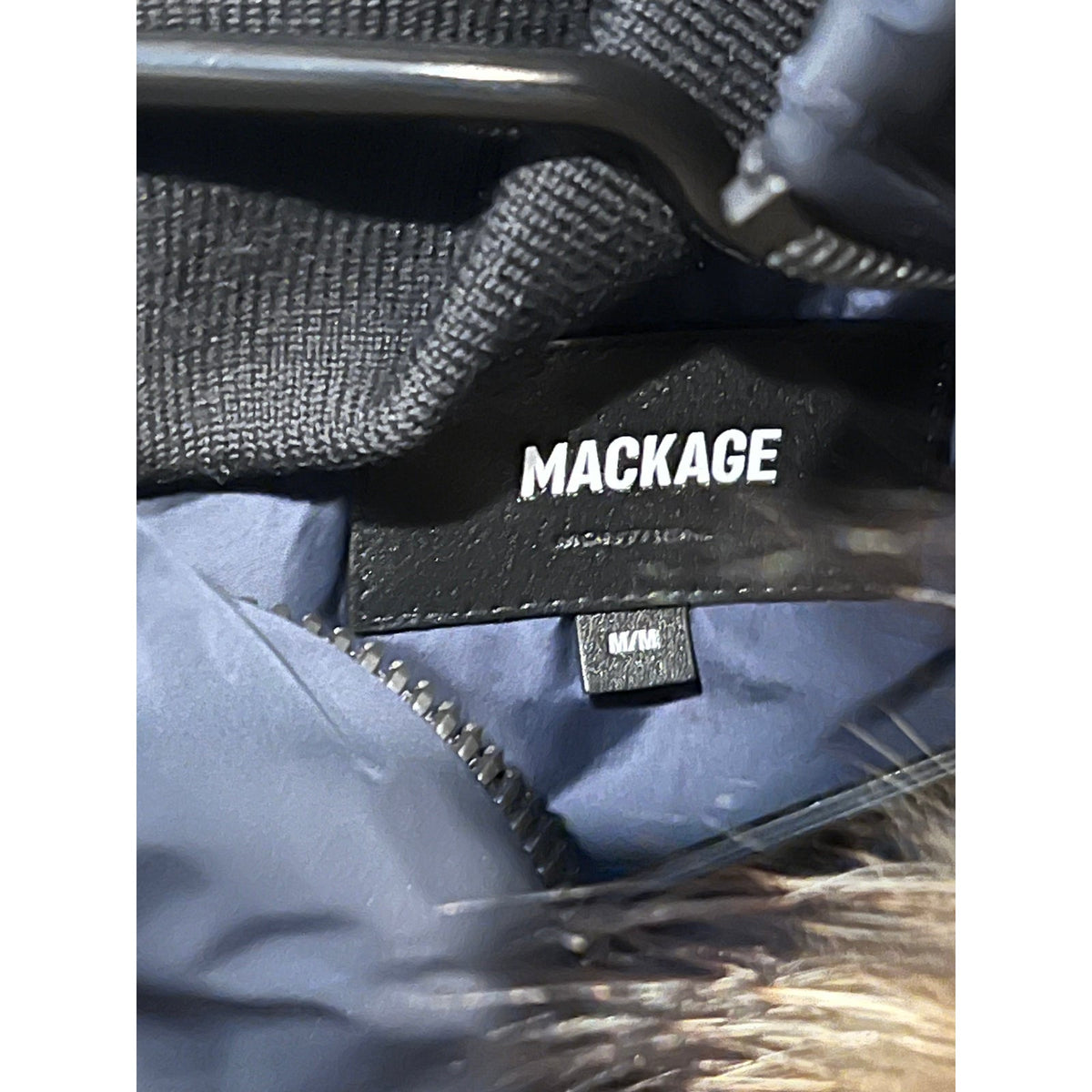 Mackage Navy Blue w Faux Fur Hoodie Jacket Womans Medium
