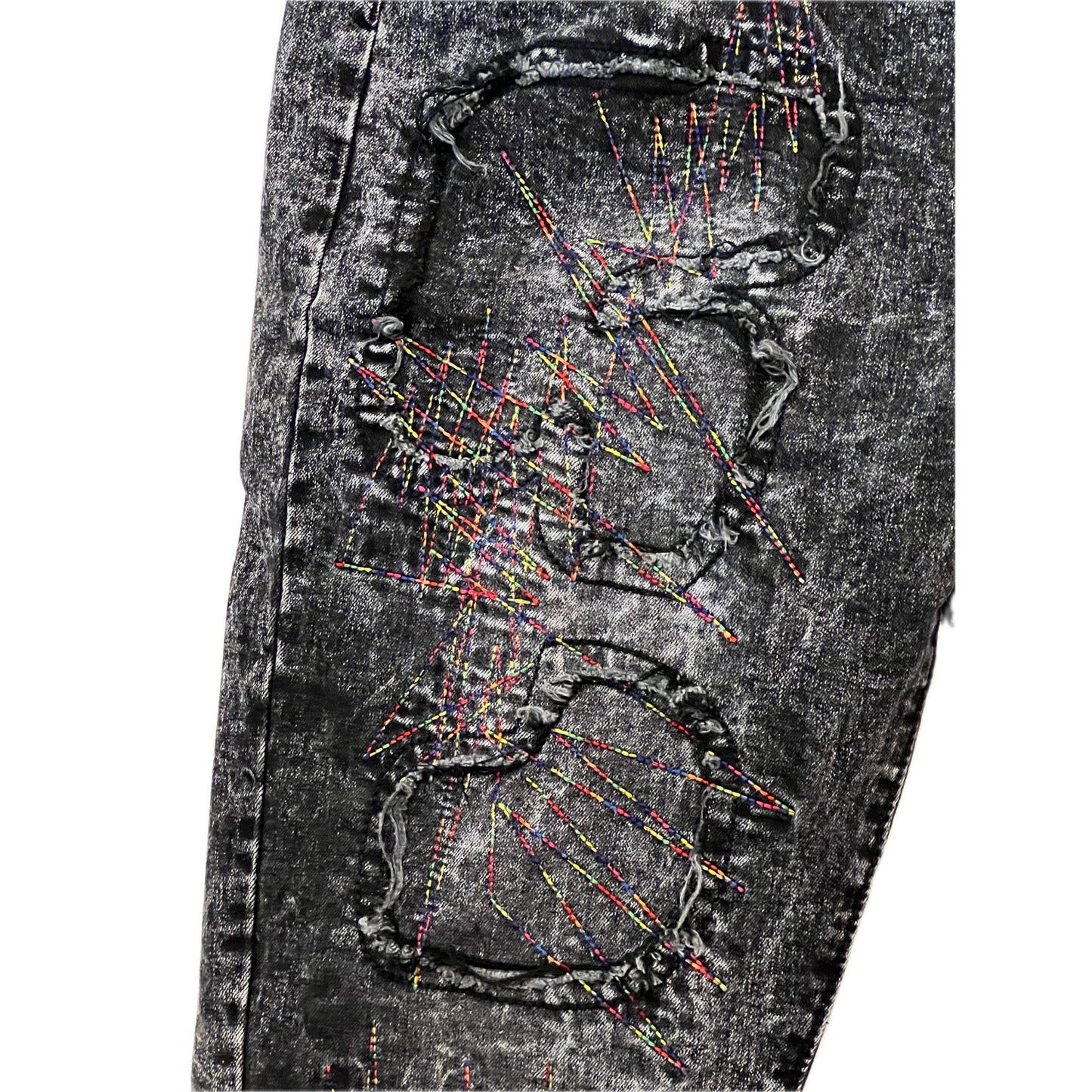 Rock Salt Jeans negros desgastados para hombre 38x31