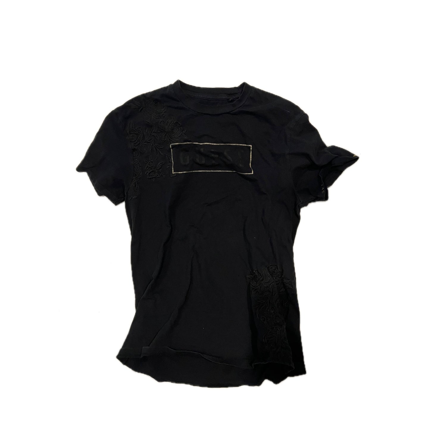 Guess T-Shirt Homme Noir Logo en relief Taille M