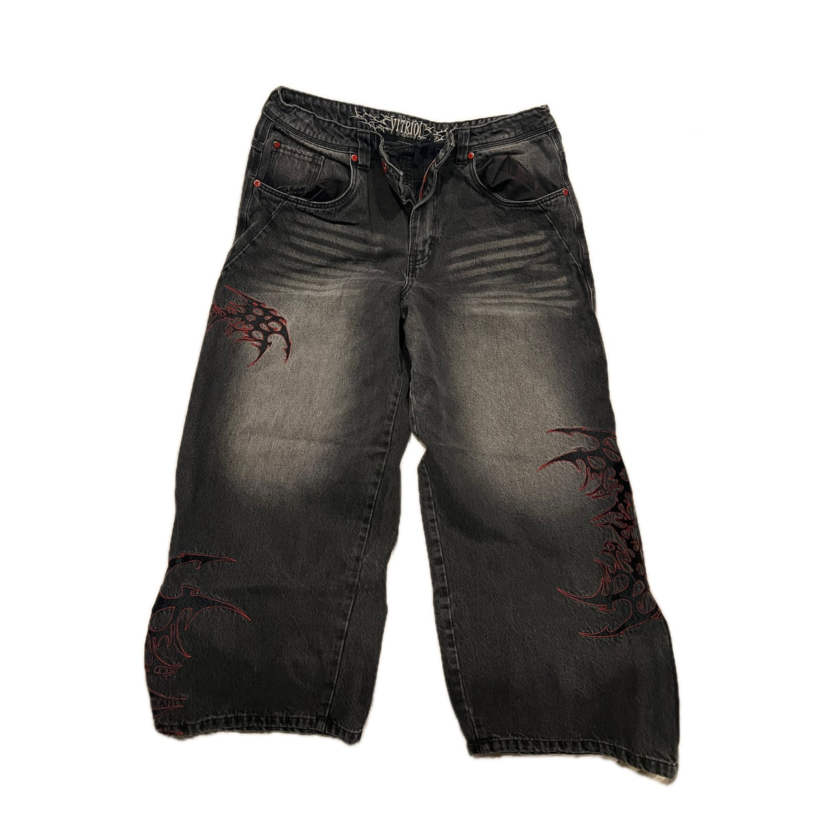 Vitriol Void Cryptic Black Wash Ultra Wide Jeans Mens 36x30