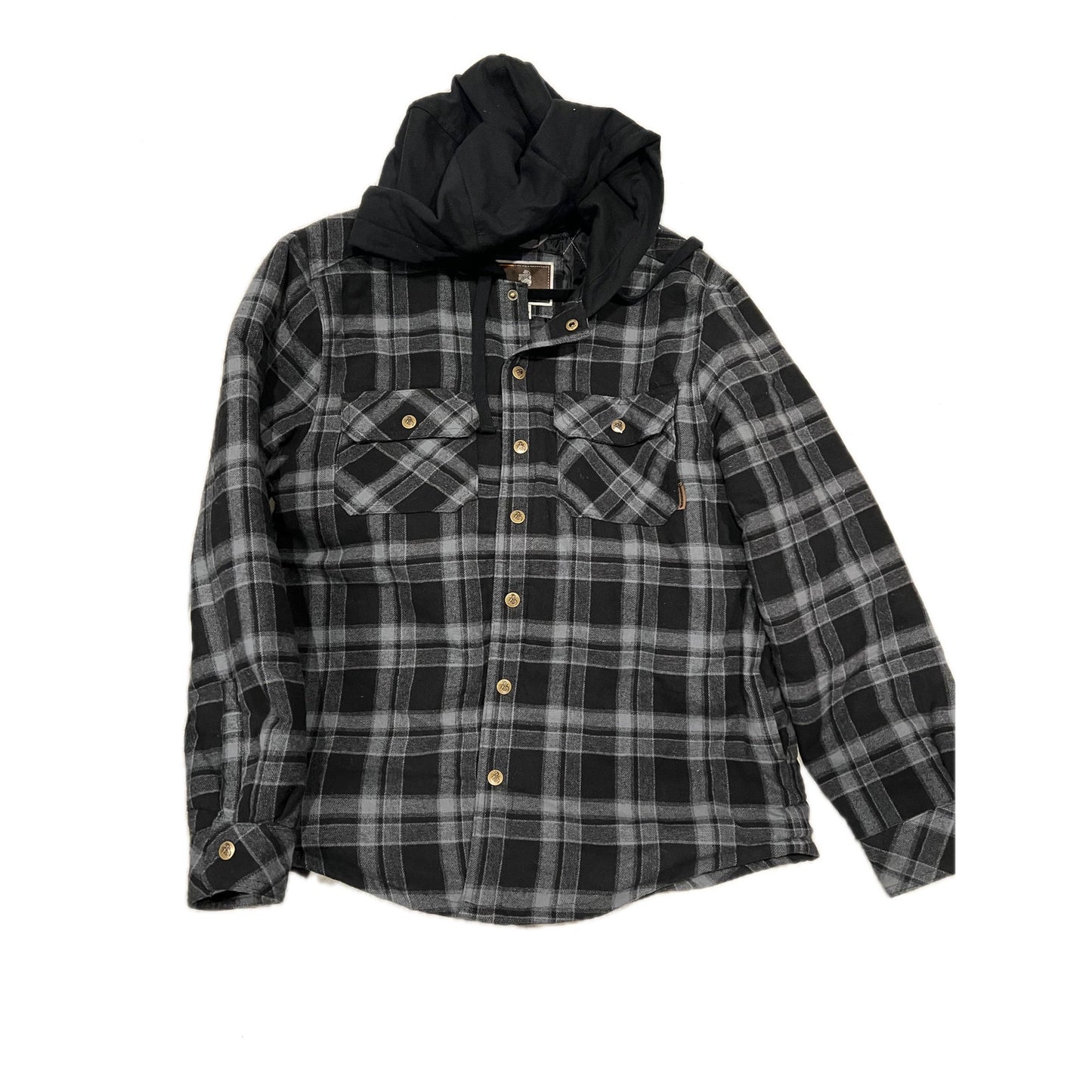 Legendary Outfitters Insulated Black Gray Hooded Flannel Mens M