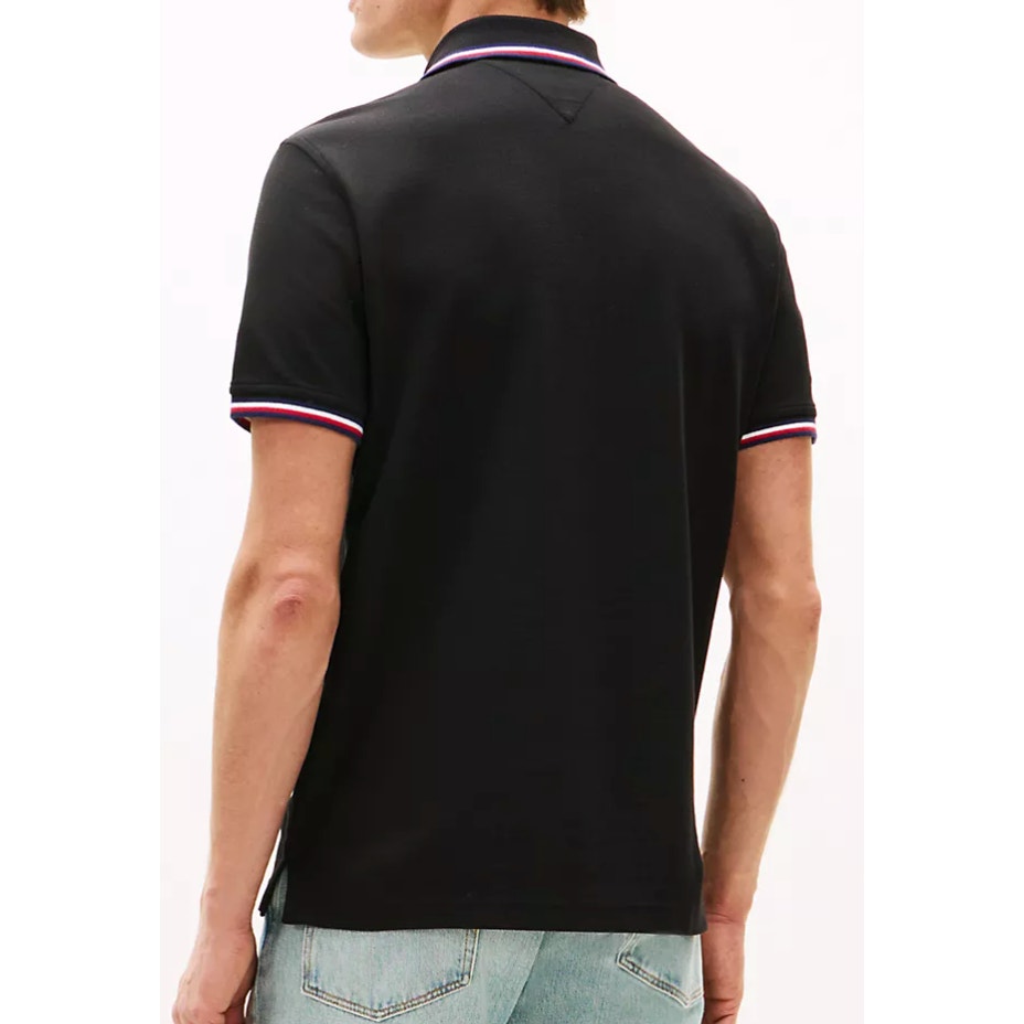 Polo noir Tommy Hilfiger avec liseré contrastant homme XL