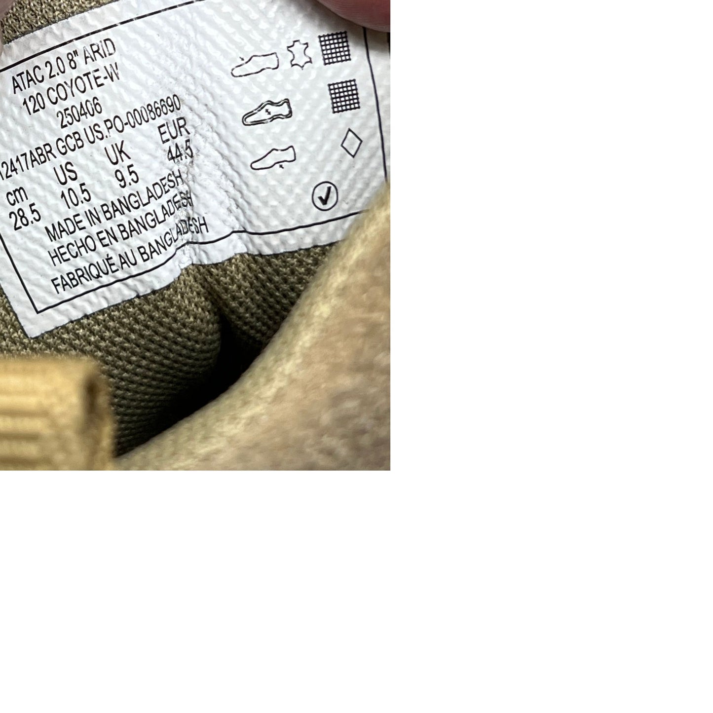 5.11 ATAC 2.0 8" Side Zip 120 Coyote-W Desert Boot Mens 10.5