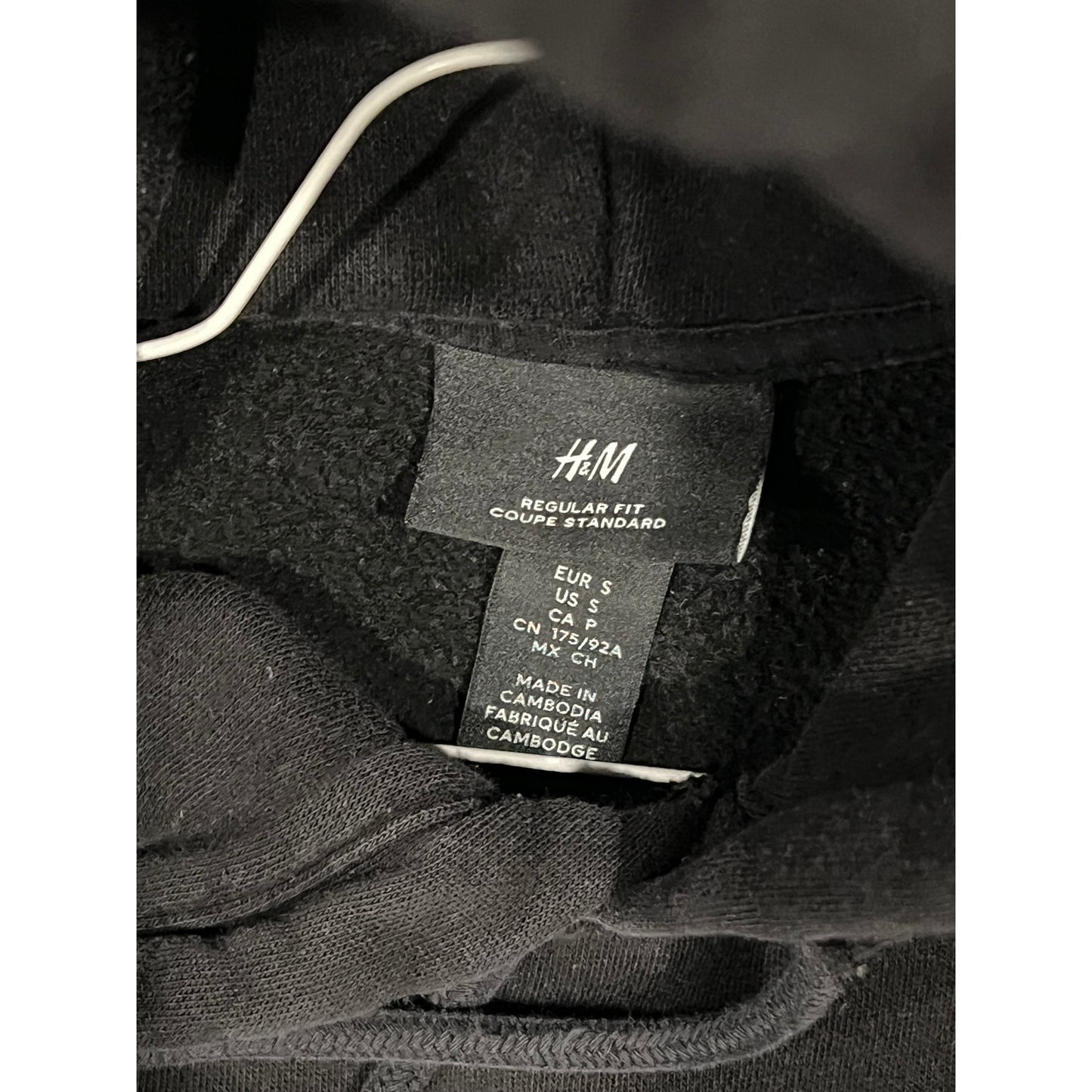 H&M Regular Fit Black Hoodie Mens S