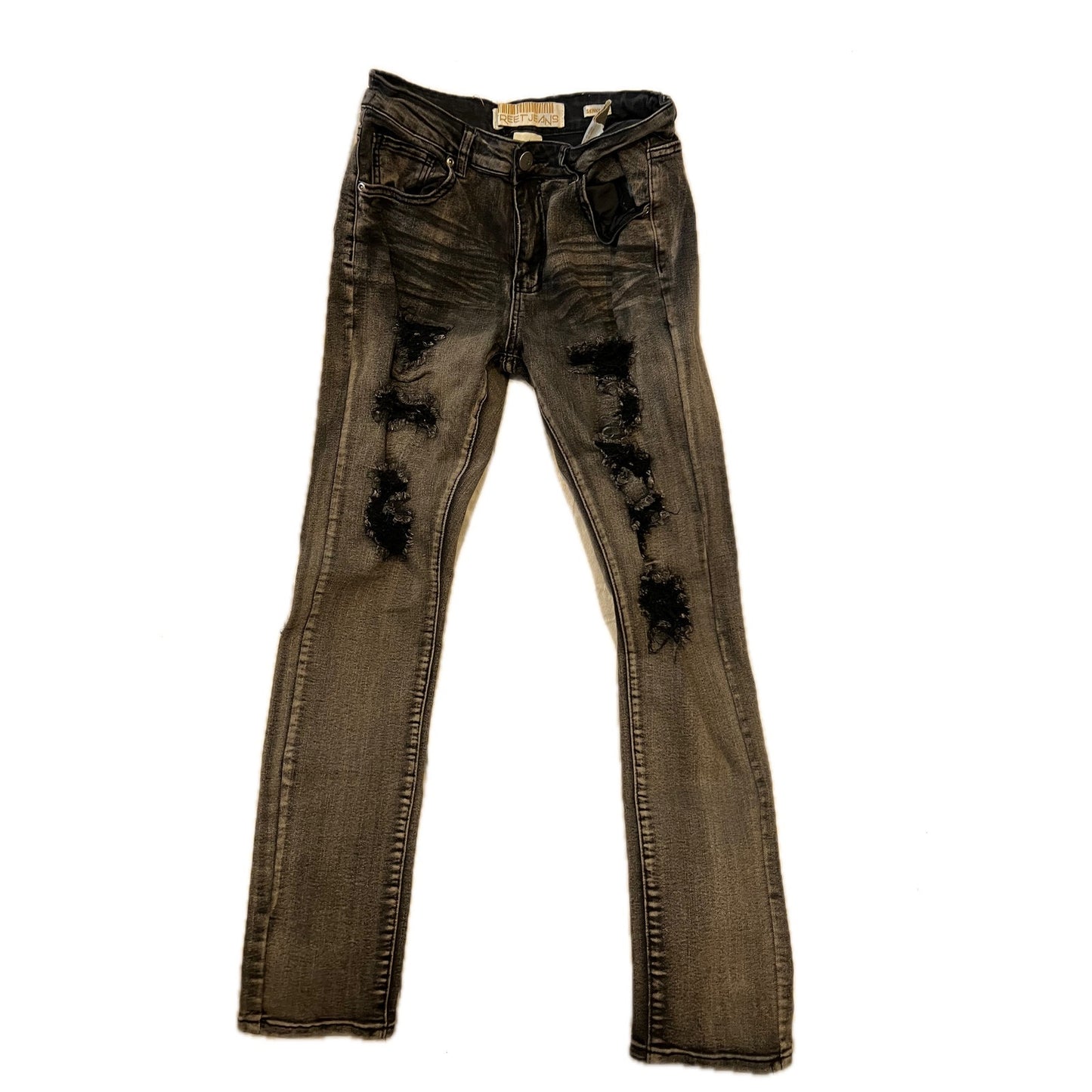 Street Jeans Skinny Fit Distressed Black Jeans Mens 32x30