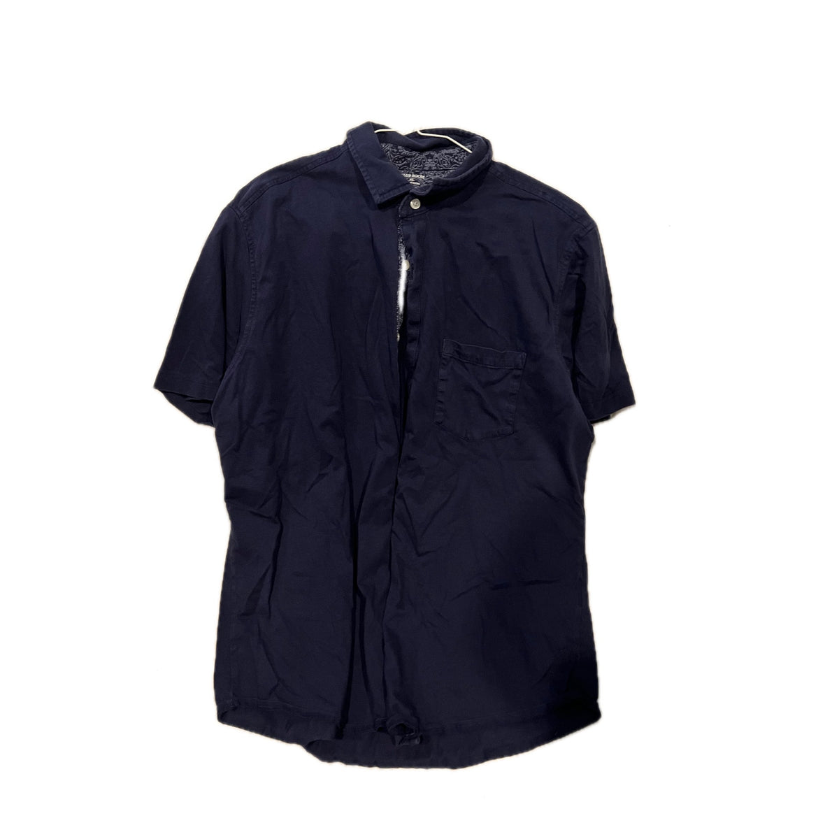 Club Room Navy Blue Short Sleeve Button Shirt Mens XL