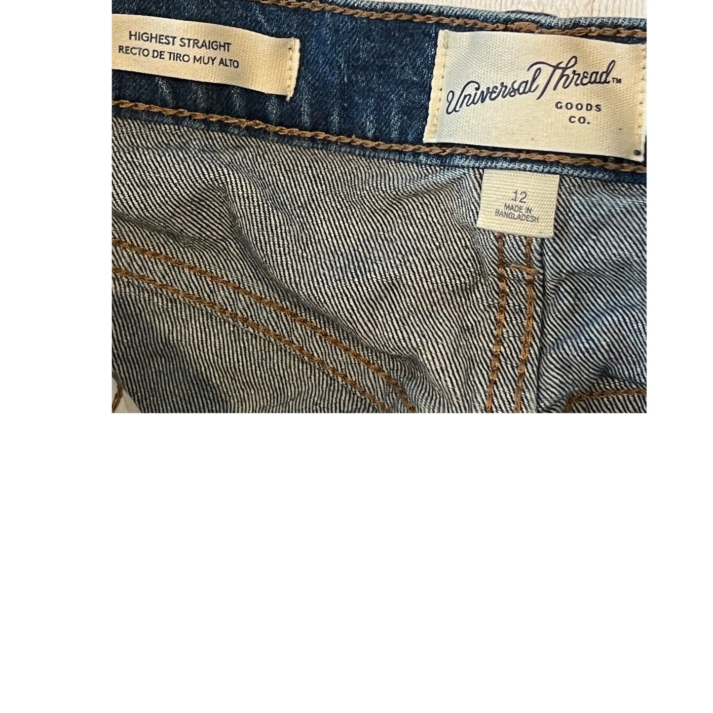 Jean droit femme Universal Thread le plus haut, taille 12