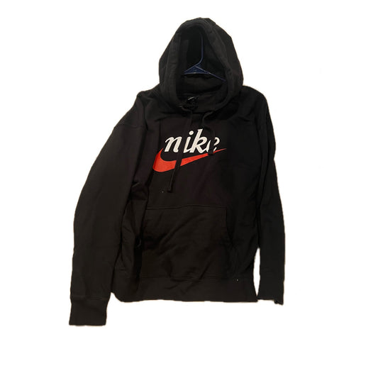 Nike Black Red Logo Pullover Hoodie Mens Large