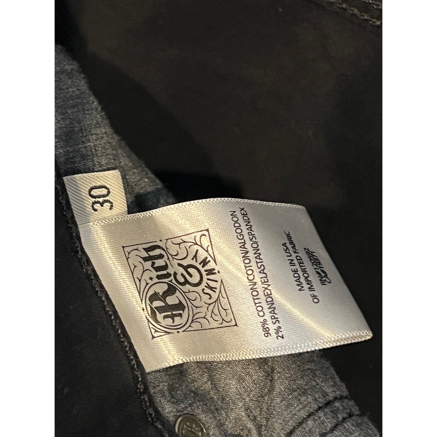 Rich & Skinny Straight Black Jeans Mens 30x30