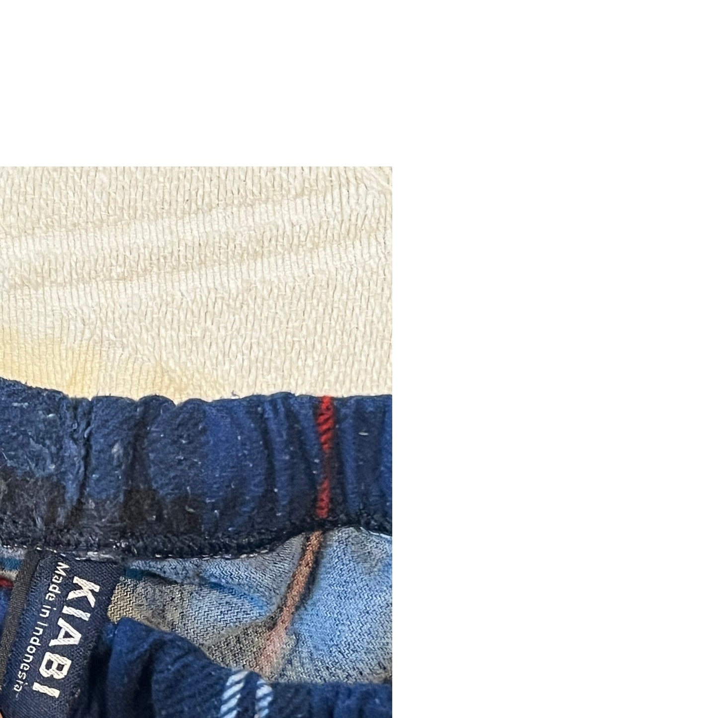 Kiabi Blue Checked Fleece Sleep Pants Mens Wide Leg Small