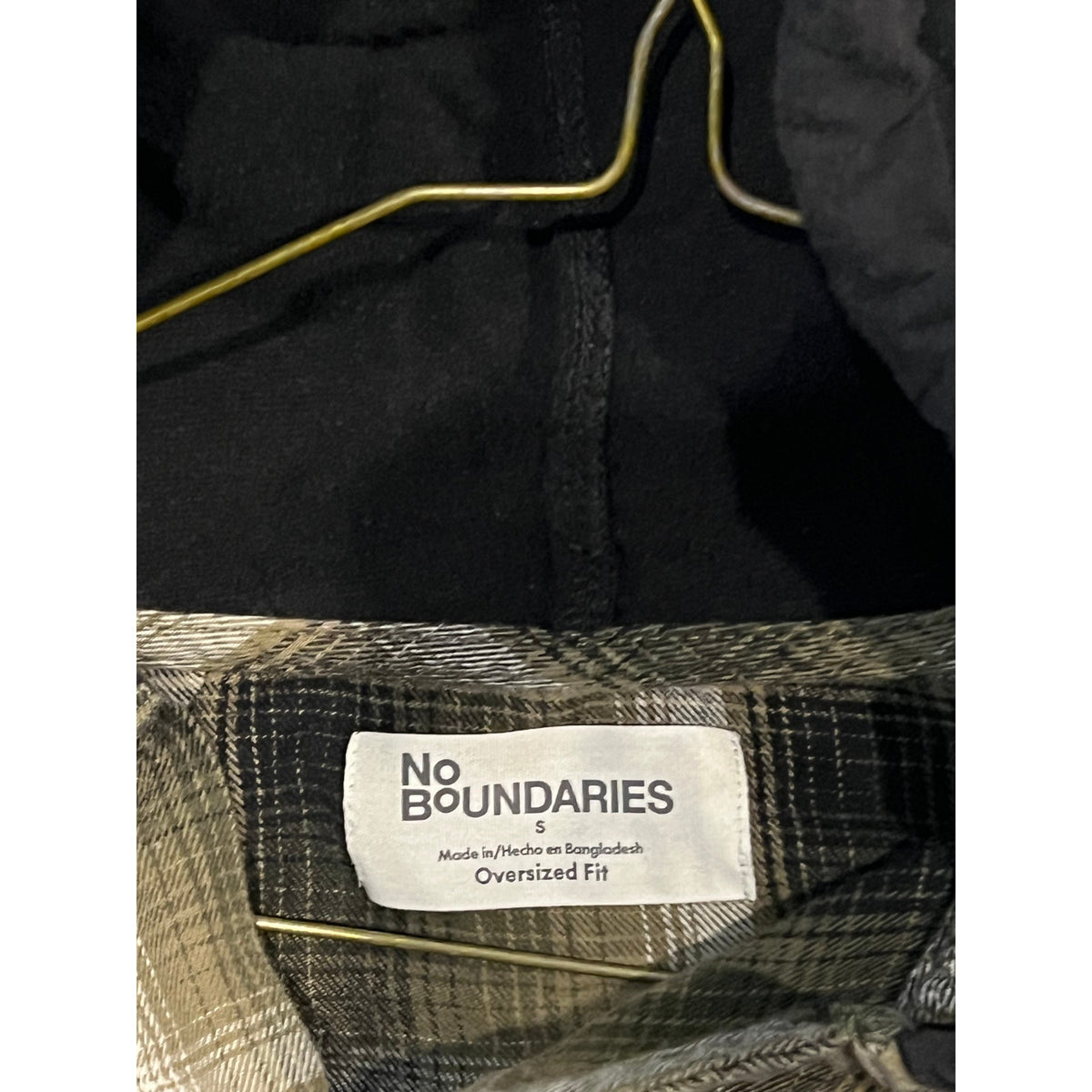 No Boundaires Loose Fit Flannel Hooded Shacket Men Small