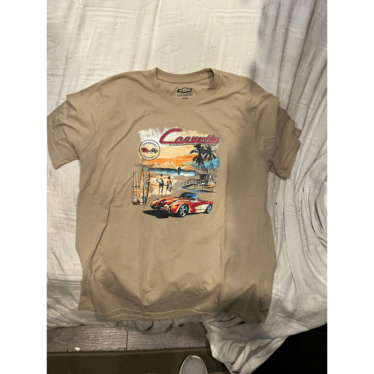 Chevrolet Corvette Beige T-Shirt Mens XL