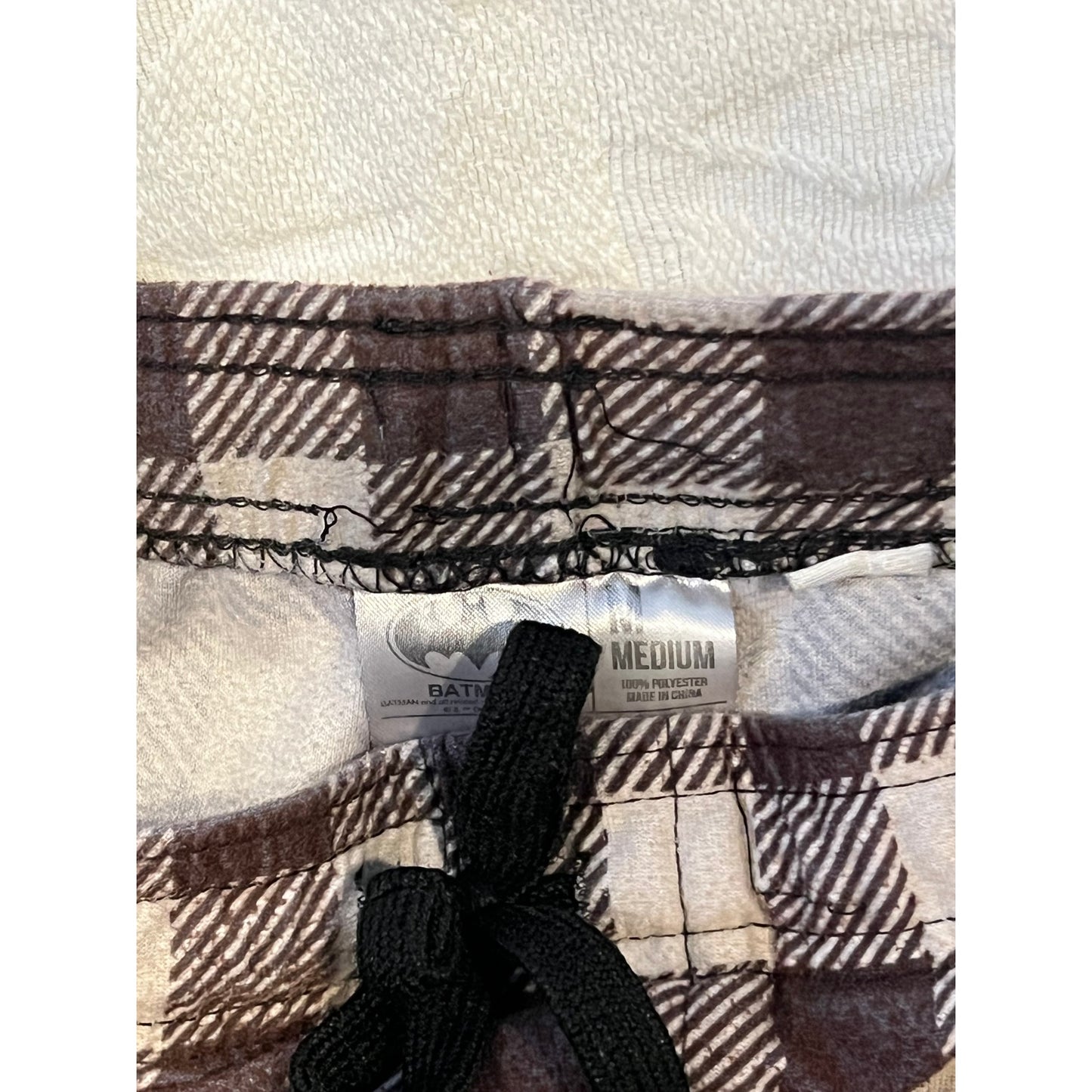 Pantalones de pijama a cuadros marrones de Batman Gotham para hombre, talla M