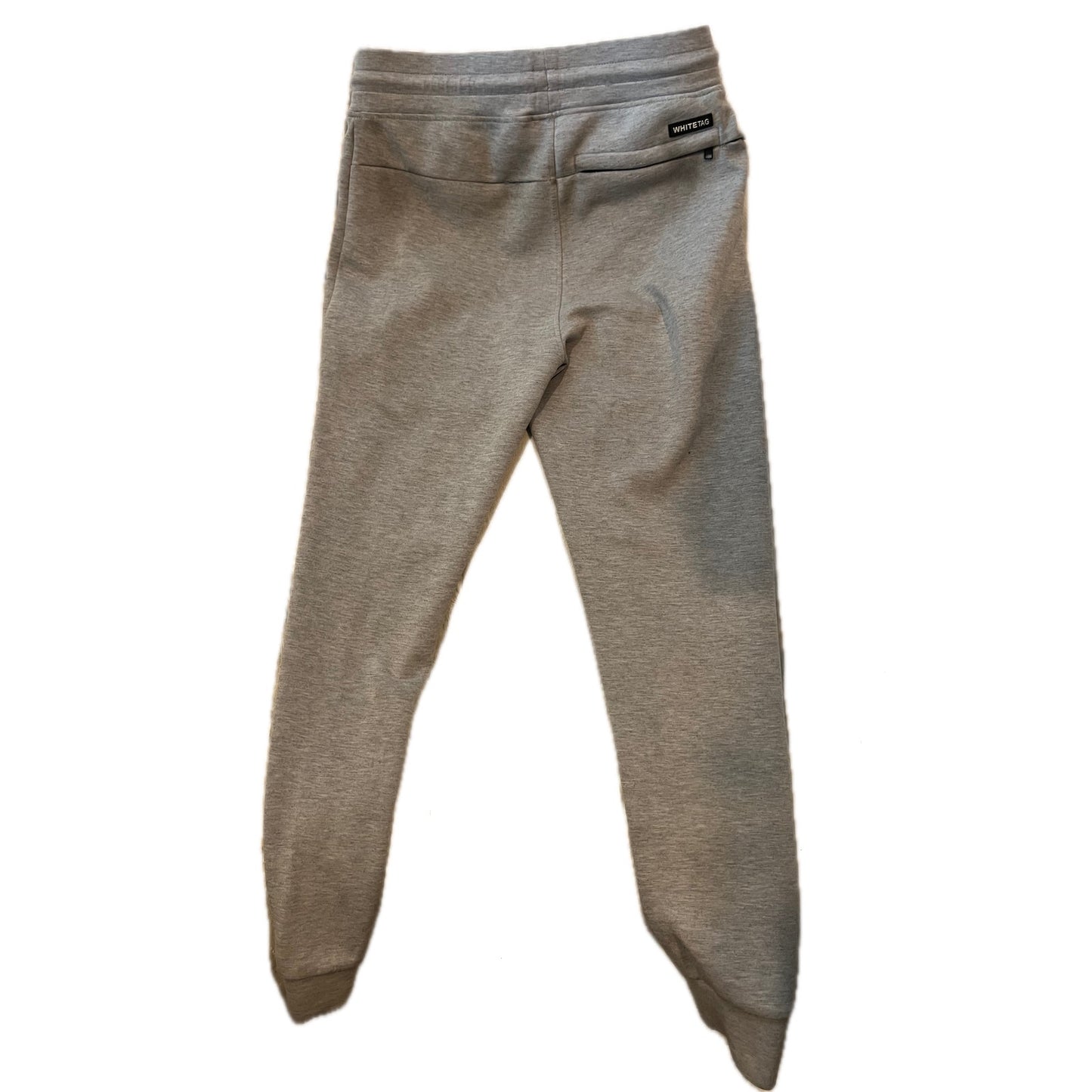 Whitetag - Pantalon de survêtement gris pour homme, coupe cheville, revers, poches zippées, taille S