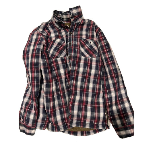 Franela para hombre con botones a cuadros, aislante y resistente a la intemperie, talla grande