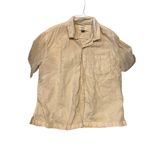American Eagle Beige Light Short Sleeve Button Shirt Mens M
