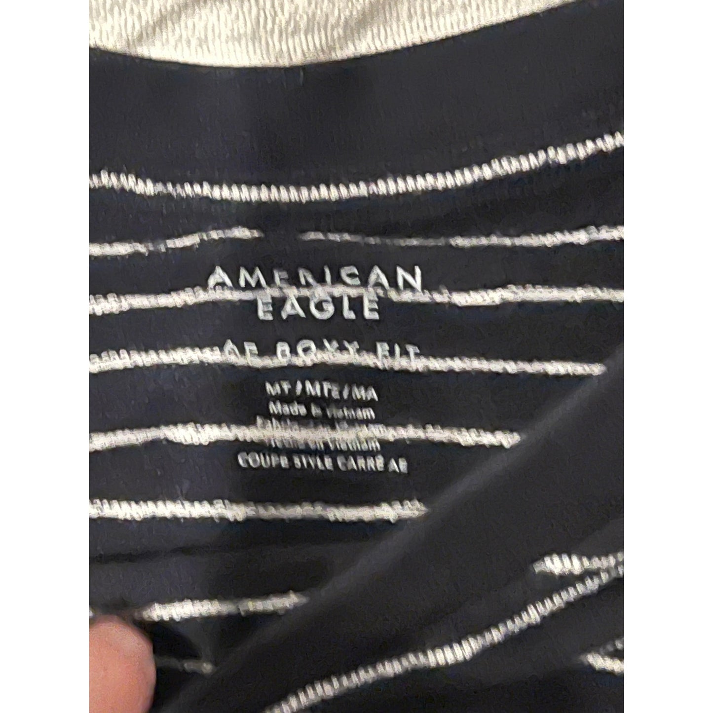 T-shirt tricoté rayé noir American Eagle pour homme, taille M-T