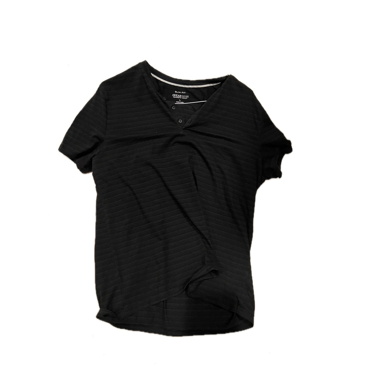 Kenneth Cole Awearness Slim Shrt Slve 1/4 Button Shrt Mens L