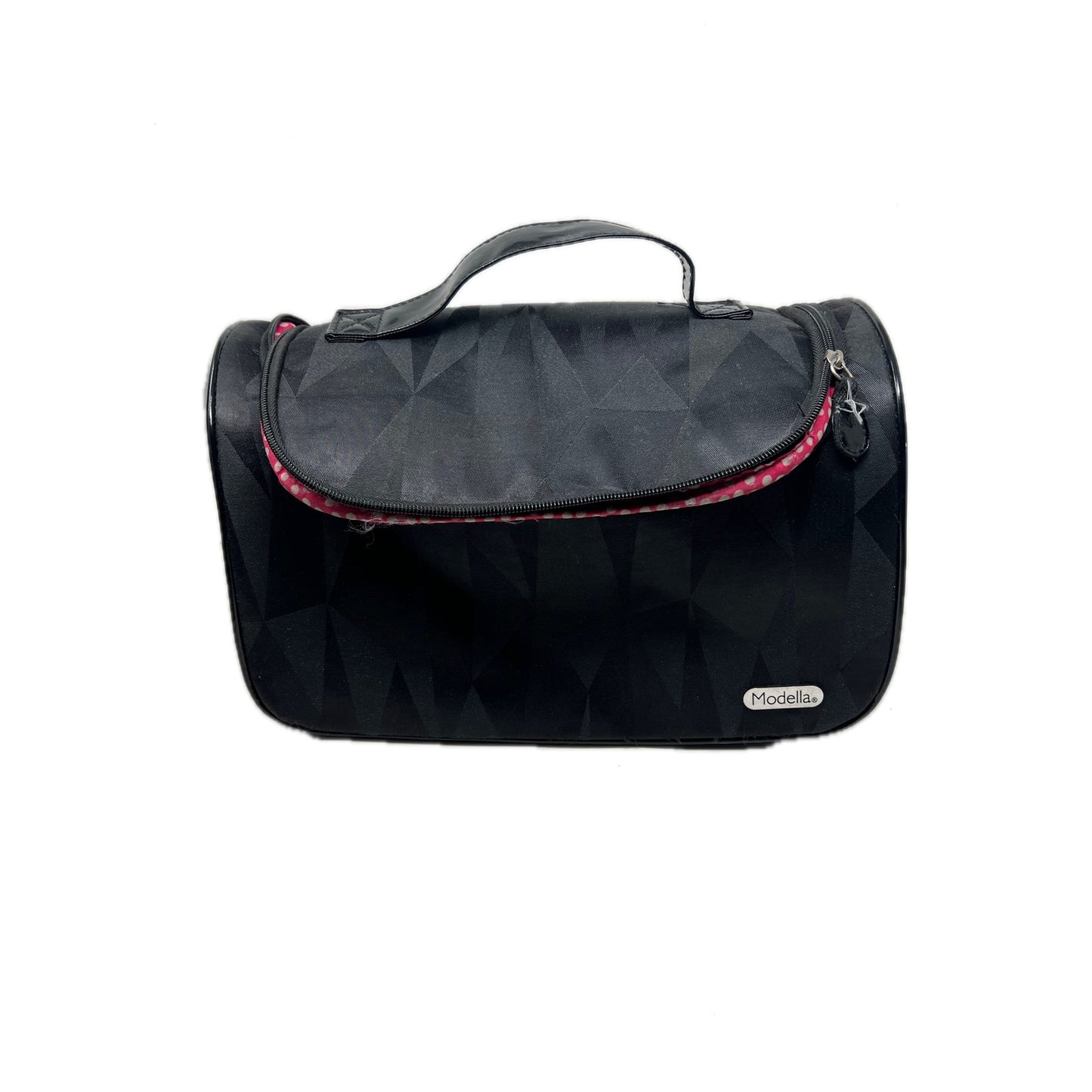 Modella Cosmetic Carryall w Black & Hot Pink Polka-Dot