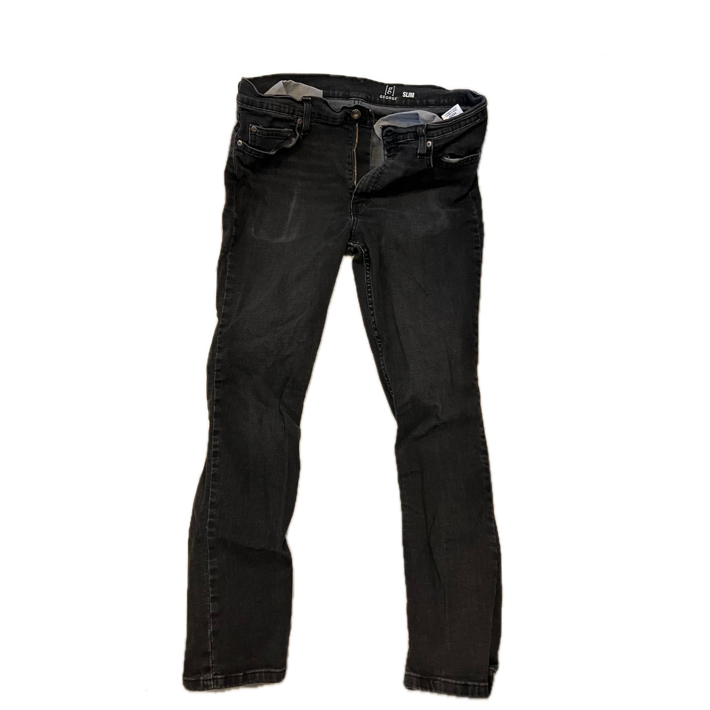 George Slim Jeans Negros para Hombre Talla 34x30