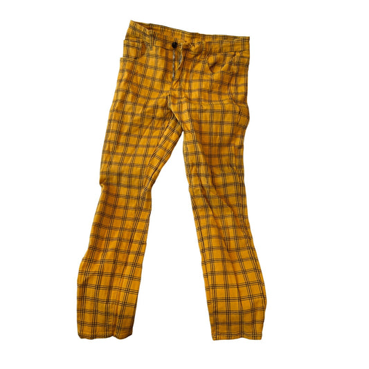 Yellow Checkered Straight Fit Streetwear Jeans Mens 32x30