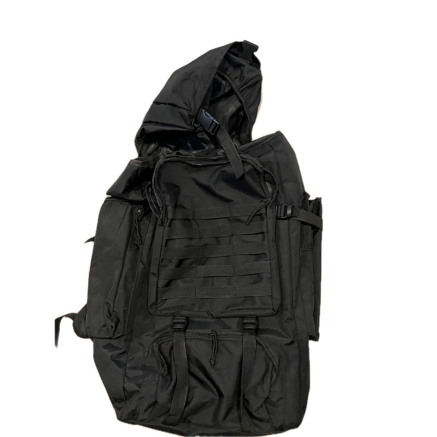 No Label Top Loading Black Canvas Tactical Backpack