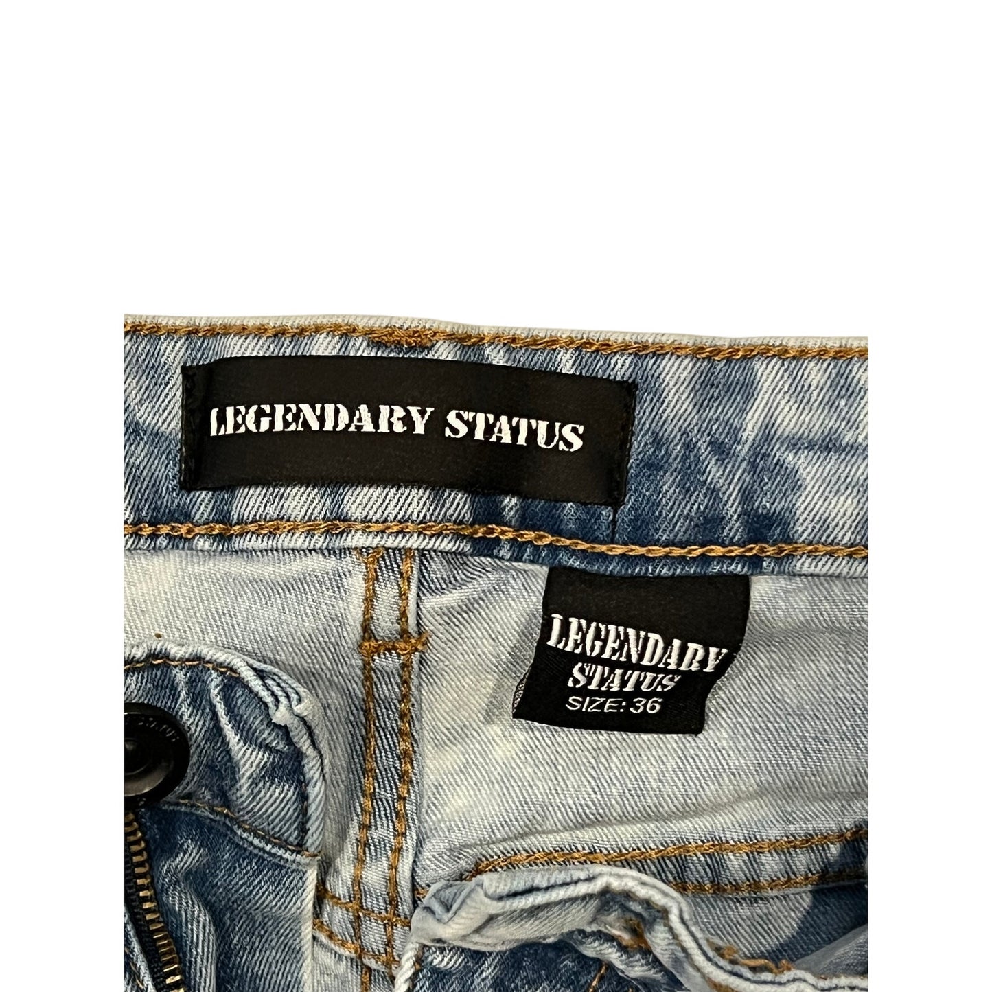 Jeans ajustados acanalados desgastados de estatus legendario para hombre 36x32